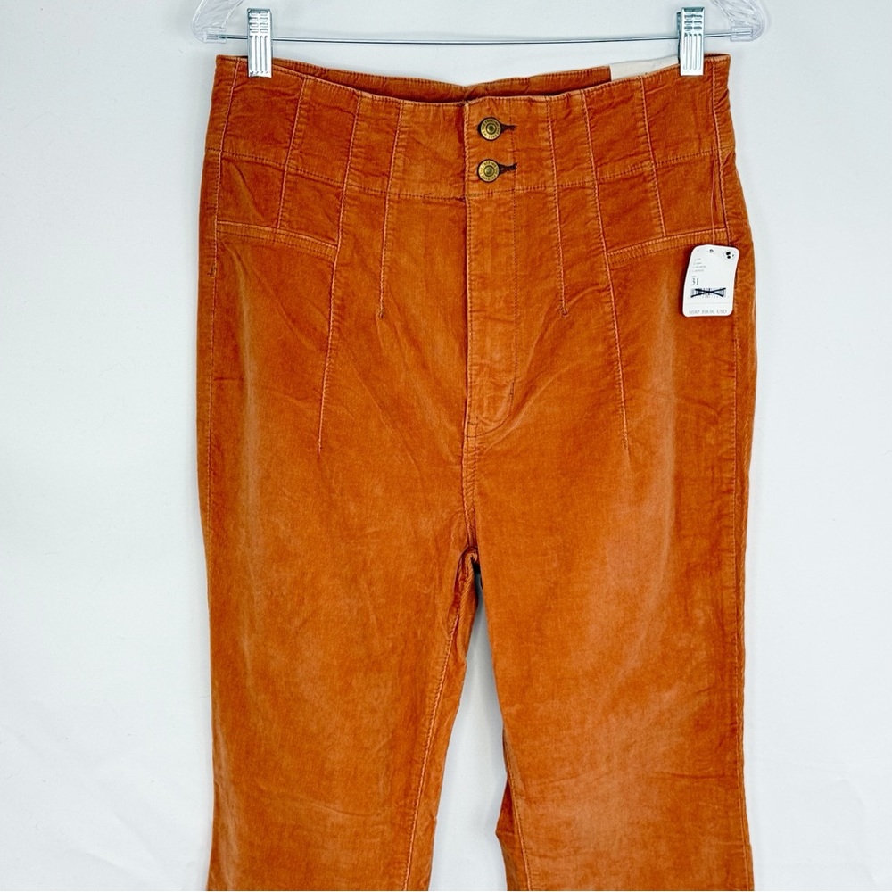 NWT Free People Women's Jayde Cord Flare Pants in Cognac Size 31 - Picture 11 of 16